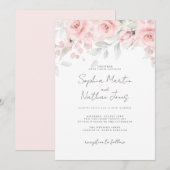 Invitation Mariage floral rose tendre  (Devant / Derrière)