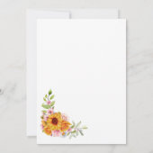 Invitation Mariage floral rose tournesol (Dos)