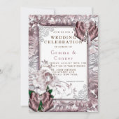 Invitation Mariage floral Rose unique Gold Peony (Devant)