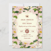 Invitation Mariage floral rose vert (Devant)