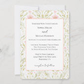 Invitation Mariage Floral Rose Vert Joliment (Devant)