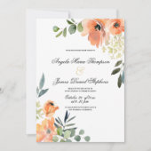 Invitation Mariage floral rose vert menthe moderne (Devant)