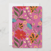 Invitation Mariage floral rose vif (Dos)