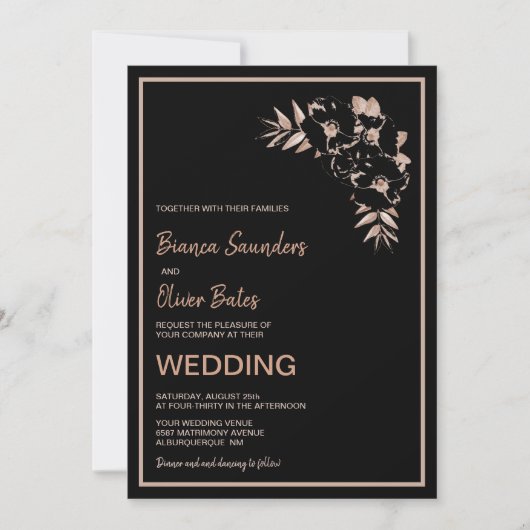 Invitation Mariage floral rose vif (Devant)