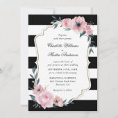 Invitation Mariage floral rose vif (Devant)