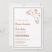 Invitation Mariage floral rose vif moderne (Devant)