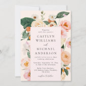Invitation Mariage floral rose vif moderne (Devant)