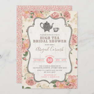 Invitation Mariage floral rose vintage de Fête de la mariée