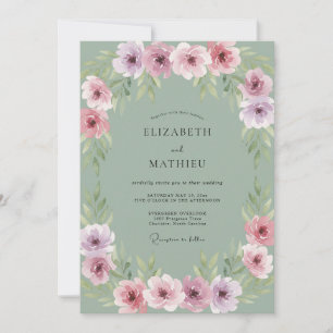 Invitation Mariage Floral Rose Violet