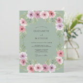 Invitation Mariage Floral Rose Violet (Debout devant)