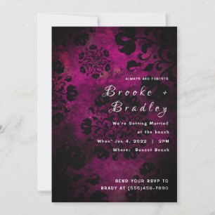 Invitation Mariage Floral Rose Violet