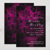 Invitation Mariage Floral Rose Violet (Devant / Derrière)