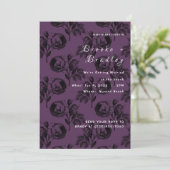 Invitation Mariage Floral Rose Violet Clair (Debout devant)