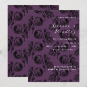 Invitation Mariage Floral Rose Violet Clair (Devant / Derrière)