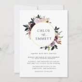 Invitation Mariage floral rose violet et mauve (Devant)