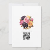 Invitation Mariage floral rose, violet, noir et or (Dos)