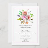 Invitation Mariage floral roseAquarelle (Devant)