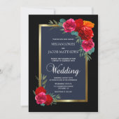 Invitation Mariage Floral rouge (Devant)