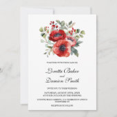 Invitation Mariage Floral rouge (Devant)