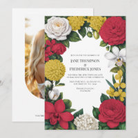 Mariage Floral Rouge Cerise, Blanc & Or