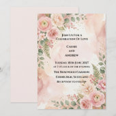 Invitation Mariage Floral Rouge Clair (Devant / Derrière)