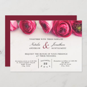 Invitation mariage floral rouge de la fleur ranunculus