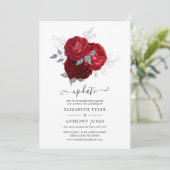 Invitation Mariage floral rouge et argent reporté (Debout devant)