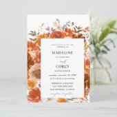 Invitation Mariage floral rouge et orange (Debout devant)