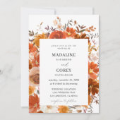 Invitation Mariage floral rouge et orange B (Devant)