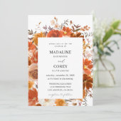 Invitation Mariage floral rouge et orange B (Debout devant)