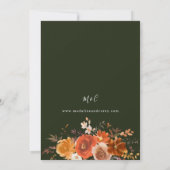 Invitation Mariage floral rouge et orange B - Vert (Dos)