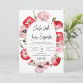 Invitation Mariage floral rouge et rose (Debout devant)