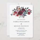 Invitation Mariage floral rouge et rose de Bourgogne (Devant)