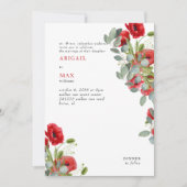 Invitation Mariage floral rouge Eucalyptus (Devant)