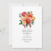 Invitation Mariage floral rouge, orange et de sable (Devant)