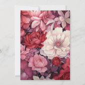 Invitation Mariage floral rouge profond, rose pâle et argenté (Dos)