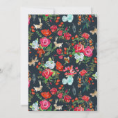 Invitation Mariage floral rouge rose brillant (Dos)