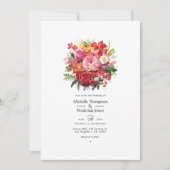Invitation Mariage floral rouge, rose et vert (Devant)