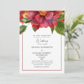 Invitation Mariage floral rouge Toscan Bold Parents (Debout devant)