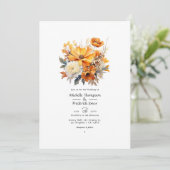 Invitation Mariage floral rouille (Debout devant)