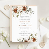 Invitation Mariage Floral Rouille Blanc Verdure