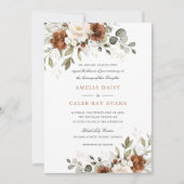 Invitation Mariage Floral Rouille Blanc Verdure (Devant)