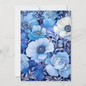 Invitation Mariage Floral Royal bleu et gris clair (Dos)