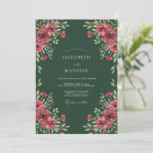 Invitation Mariage floral royal vert forêt (Debout devant)