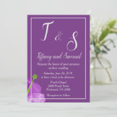 Invitation Mariage Floral Royal violet (Debout devant)