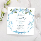 Invitation Mariage floral ruban bleu