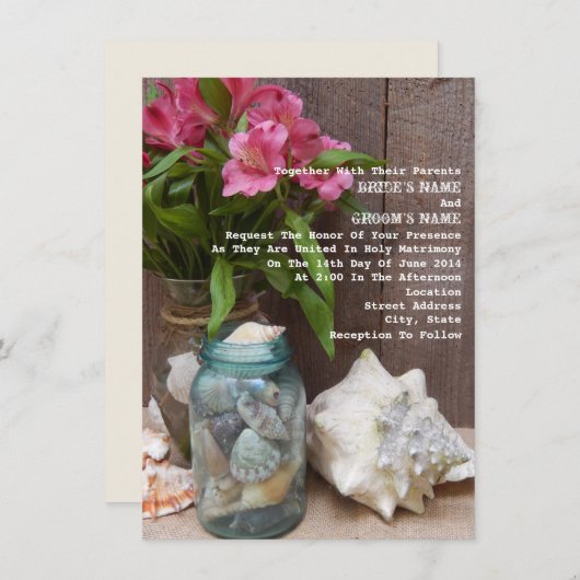 Invitation Mariage floral Rustic Beach (Devant / Derrière)