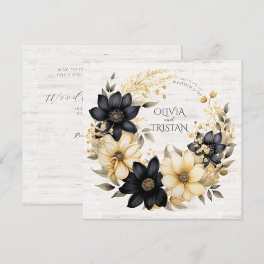 Invitation Mariage floral rustique (Devant / Derrière)