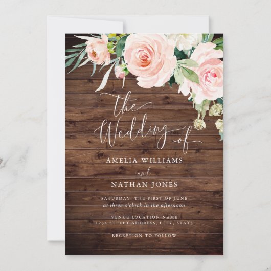 Invitation Mariage floral rustique (Devant)