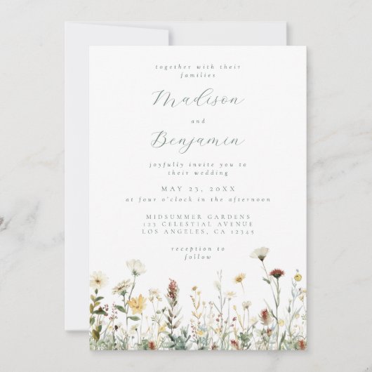Invitation Mariage Floral Rustique (Devant)